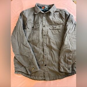 The American Outdoorsman Men’s Large Fleece Lined Gray Canvas Jacket w Pockets